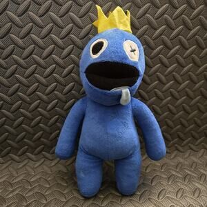Rainbow Friends Blue Plush Toy Roblox Character Crown Drool 12"